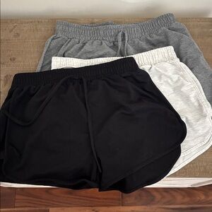 Set of Three Casual Shorts in Black, Gray, and Light Gray